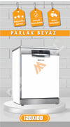 PARLAK BEYAZ  Buzdolabı Beyaz Eşya Zemin Dolap Fayans Kaplama Kendinden Yapışkanlı Folyo (200x100cm)