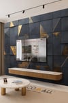 (TV-85) TV Arkası Duvar Kağıdı Tek Parça 3D Çita Mermer Görünümlü Salon Ofis Duvar Posteri