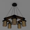Avonni, 3D-4216-5ET Ahşap Gövdeli Modern Avize