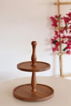 2 Katlı 21/25 Cm Ahşap Kek Pasta Sunumluk Standı, Servis Sunum Tabağı, Çok Amaçlı Ikramlık
