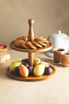 2 Li 2 Katlı Kek Stantı Ve Risus Top Ayaklı 17x25 Cm Ahşap Dikdörtgen Pasta Sunum Servis Tabağı