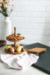 2 Li 2 Katlı Kek Stantı Ve Risus Top Ayaklı 17x25 Cm Ahşap Dikdörtgen Pasta Sunum Servis Tabağı