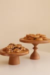 2 li 25/14 Cm Mummy Ve 20/8 Cm Mini Ahşap Ayaklı Yuvarlak Pasta Kurabiye Sunum Servis Tabağı