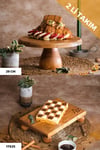 2 Li 29/12 Lucca Ve 17x25 Cm Risus Ahşap Dikdörtgen Pasta Sunum Servis Tabağı Seti