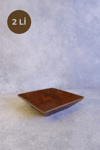 2 Li Ligna Melamin Ahşap Rölyefli 18x18 Cm Salata Tabağı, Sunum Tabağı, Çerez Tabağı, Sunumluk, Kase