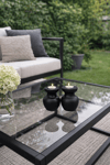 2 Li Siyah Büyük Nar Model Tealight Ahşap Şamdan Seti Dekoratif Şamdan