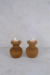 2'Lİ Büyük Nar Model Tealight Ahşap Şamdan Seti Dekoratif Şamdan