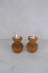 2'Lİ Büyük Nar Model Tealight Ahşap Şamdan Seti Dekoratif Şamdan