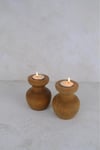 2'Lİ Büyük Nar Model Tealight Ahşap Şamdan Seti Dekoratif Şamdan