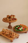 3 LÜ 29/17 Cm Mummy, 29 Cm Risus ve 17x30 Cm Risus Ahşap Ayaklı Pasta Kurabiye Sunum Servis Tabağı