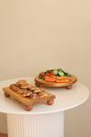 3 LÜ 29/17 Cm Mummy, 29 Cm Risus ve 17x30 Cm Risus Ahşap Ayaklı Pasta Kurabiye Sunum Servis Tabağı