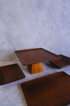 4 Lü Ligna Ahşap Rölyefli Dikdörtgen Sunum Seti (22 Piramit, 16x26, 18x18, 12,5x17) Cm Servis Seti