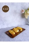 4 Lü Ligna Melamin Ahşap Rölyefli 16x26 Cm Servis Tabağı, Sunum Tabağı, Pasta Tabağı, Sunumluk