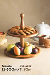 4'Lü 2Katlı Kek Standı,25 cm Mummy, 29 cm Piramit,17x30 cm İçi oymalı Set + Kesme Tahtası Hediyeli