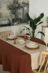 Elora Duck Keten Yıkanabilir Leke Tutmaz Cappuccino Kopenaki Dantel Detaylı Runner 40x140 Cm
