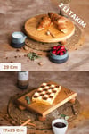 Justwood 2 Li Risus Top Ayaklı 29 Cm Ve 17x25 Cm Ahşap Dikdörtgen Pasta Sunum Servis Tabağı Seti