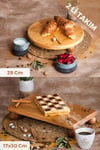 Justwood 2 Li Risus Top Ayaklı 29 Cm Ve 17x30 Cm Ahşap Dikdörtgen Pasta Sunum Servis Tabağı Seti