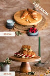 Justwood 2 Li Risus&lucca Top Ayaklı 29 Cm Ve 29 Ahşap Yuvarlak Pasta Sunum Servis Tabağı Seti