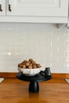 Justwood Lucca Siyah 29 Cm Ahşap 12 Cm Ayaklı Yuvarlak Pasta Sunum Servis Tabağı
