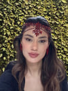Ala Model Kırmızı Alınlık ve Küpesi