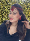 Ala Model Kırmızı Alınlık ve Küpesi