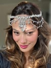 Henna Model Alınlık Beyaz ve Küpesi 