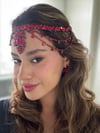 Henna Model Kırmızı Alınlık ve Küpesi 