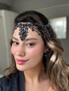 Henna Model Lacivert Alınlık ve Küpesi