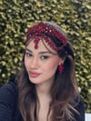 Parisa Model Kırmızı Alınlık ve Küpesi
