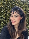 Paris's Model Lacivert Alınlık ve Küpesi