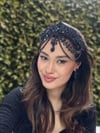 Paris's Model Lacivert Alınlık ve Küpesi