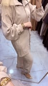 Bej Rengi Tensel Pantolonlu Takım