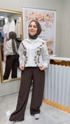 Kahve Boncuk İşlemeli İthal Gömlek 