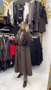Oversize Astarlı Trençkot-Kahverengi
