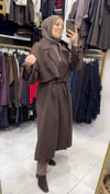 Oversize Astarlı Trençkot-Kahverengi