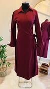 POPLİN BAĞLAMALI ELBİSE-BORDO