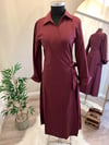 POPLİN BAĞLAMALI ELBİSE-BORDO