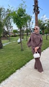 ŞAL YAKA DETAYLI TAKIM-KAHVERENGİ