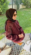 TAŞLI SWEAT-BORDO RENK