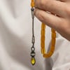 Gümüş 1000 Ayar Kazaz Püsküllü Sıkma Kehribar Tesbih