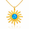 ​Gümüş Gold Mavi Opal Taşlı Güneş Kadın Kolye