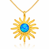 ​Gümüş Gold Mavi Opal Taşlı Güneş Kadın Kolye