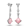 Gümüş Ice Cut Pembe Zirkon Taşlı Işıltılı Kadın Küpe