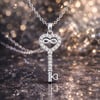 Gümüş Kalpli Sonsuzluk Anahtar Kadın Kolye