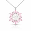 Gümüş Pembe Lotus Desenli Çiçek Kadın Kolye