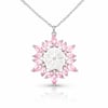 Gümüş Pembe Lotus Desenli Çiçek Kadın Kolye