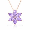 Gümüş Rose Lila Lotus Çiçeği Kolye