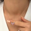 Gümüş Rose Minimal Kelebek Bayan Kolye