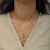 Gümüş Rose Mor Taşlı Umut Çiçeği Kolye