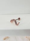 Rose Zirkon Taşlı Uç Kısmı : Pirinç Kıkırdak Bar Uzunluğu : 6 Mm / Bar Kalınlığı 0.8 Mm / Top Boyu 3 Mm  - Pt0006-2